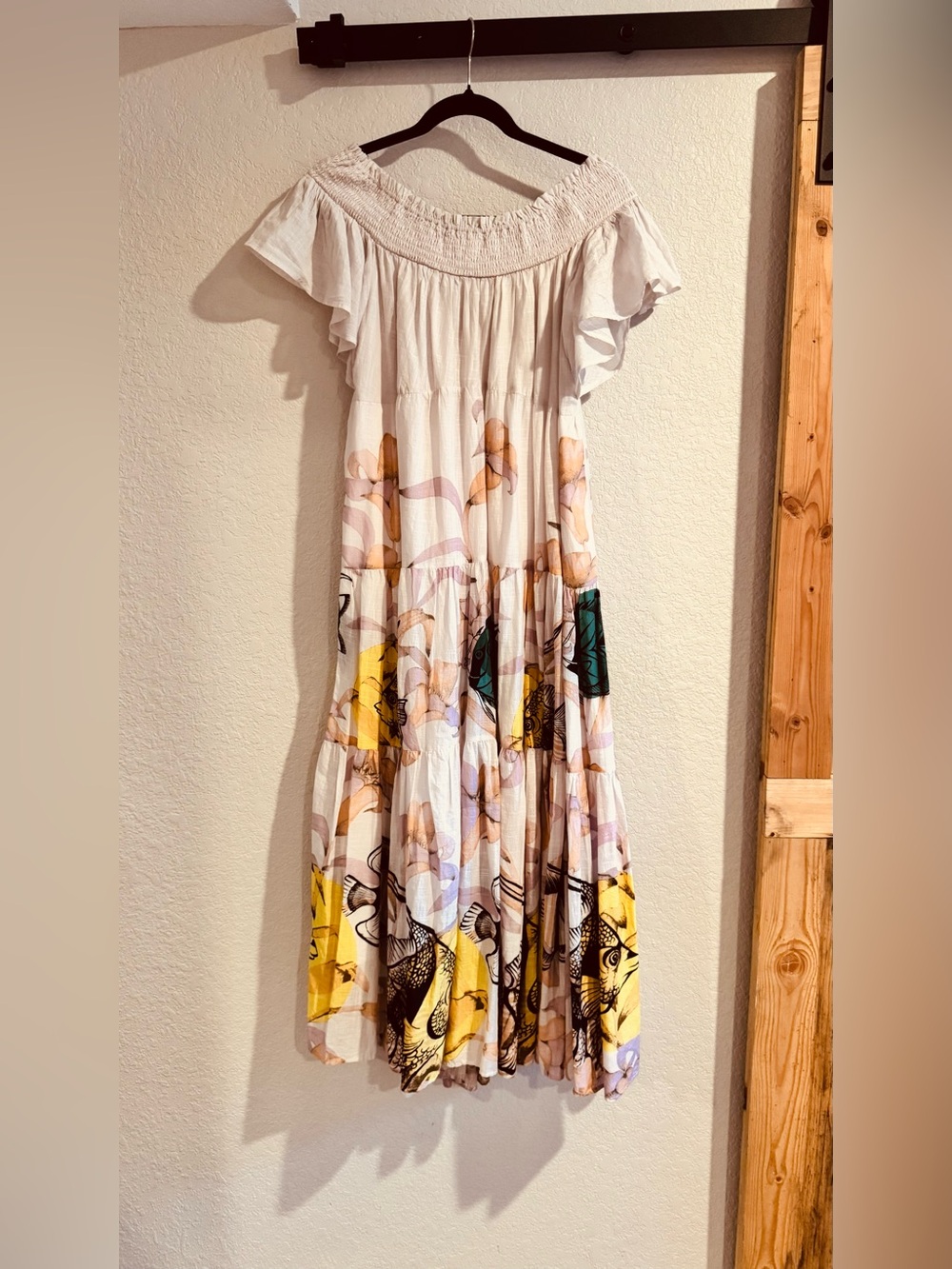 Pia Binazzi x Maeve Anthropologie Fish Print Tiered Maxi Dress - Picture 2 of 8